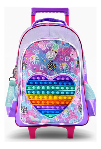 Mochila escolar Footy Pop It Heart F1901.01 color lila