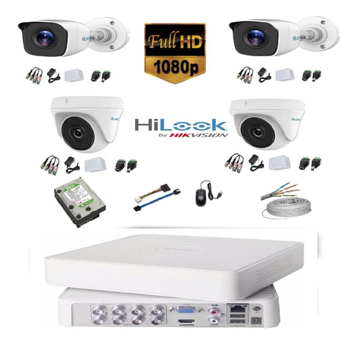 Kit Camaras De Seguridad 8 Ch 1080 + 4 Cam 1080 + D. 1 Tb +c