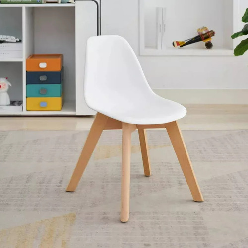 Silla Infantil Con Patas De Madera Altura 56 Cm Color Blanco