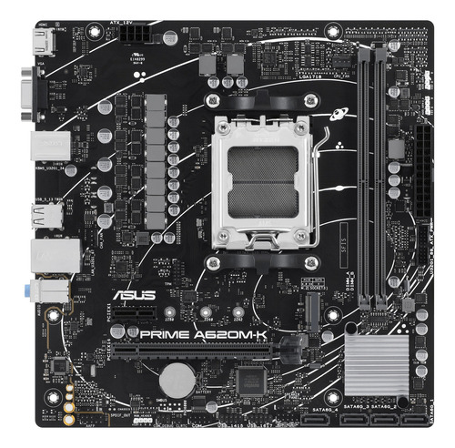 Placa-mãe Asus Prime A620m-k Csm Amd Ddr5 Micro Atx cor preta