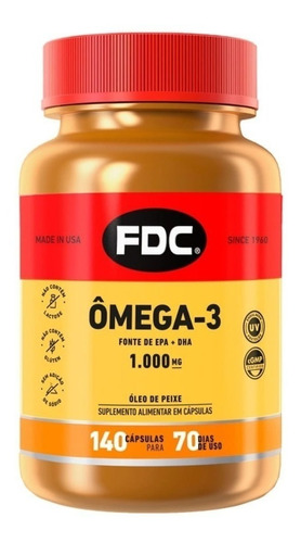 Imagem 1 de 1 de Suplemento em  cápsulas FDC Vitaminas  Ômega 3 omega 3 em pote de 196g 140 un