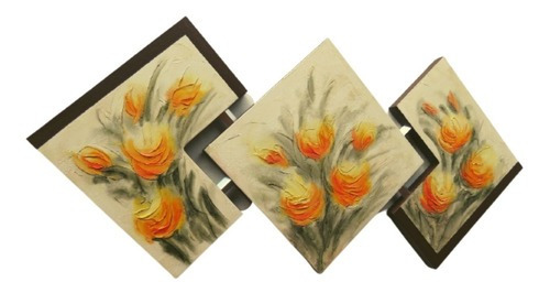 Quadros Decorativos Sala Quarto Moderno Decorar Parede Cor Floral laranja