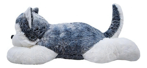 Cachorro Husky De Pelúcia Deitado 70 Cm