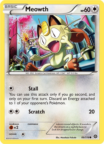 Cartas Pokemon Meowth 88/114 Reverse Steam Siege Sts (Usado)
