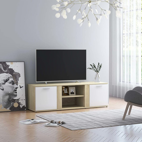 Vidaxl Soporte De Tv De Madera De Ingeniería Color Blanco Y