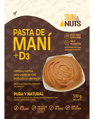 Imagen 3 de 6 de Pasta De Maní + D3 - Marca Sun & Nuts