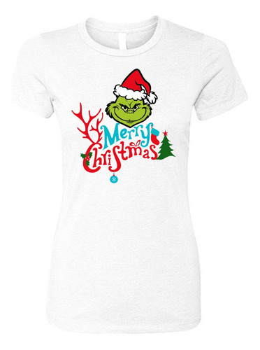 Camiseta Grinch Navidad Femenina White Serie Dama 