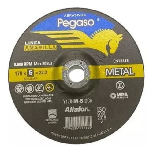 Disco Desbaste Metal 9 X 6mm Pegaso