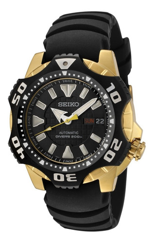 Reloj Seiko Automático Diver`s 200m Malla De Caucho Skz286