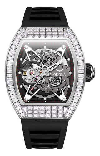 Relojes Mecánicos Clásicos Cuadrados De Diamante Onola Color Del Bisel Silver Black