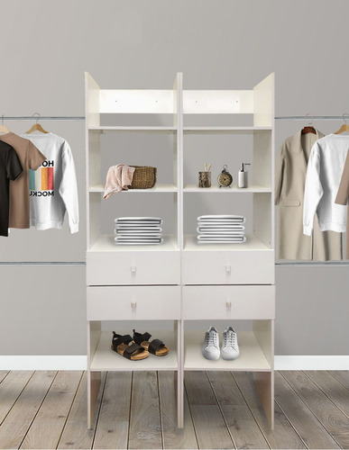 Closet Verona 2 Cajoneras Premium Ajustable Color Blanco
