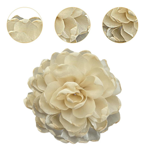 2 Elegante Broche De Flores Para Mujer, Horquilla, Beige