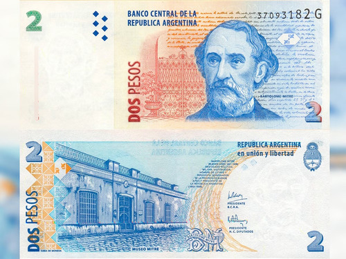 Antiga Cédula Colecionavel De 2 Pesos Argentinos (Usado)