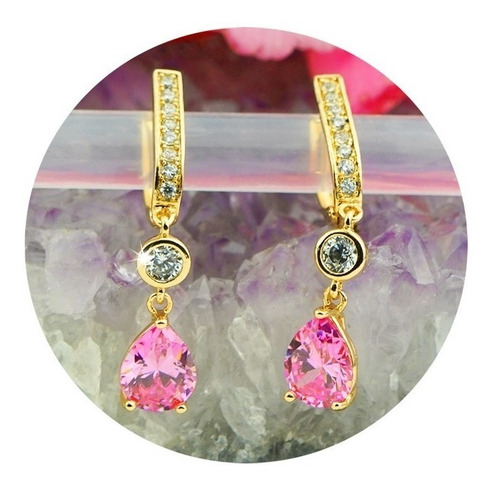 Aretes Dama Swarovski Rosa Elegantes Fiesta Boda Regalo Dama