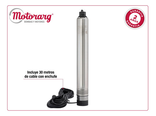 Imagen 2 de 11 de Bomba Sumergible De Pozo Motorarg 4pack 100 +30mt Cable 1 Hp