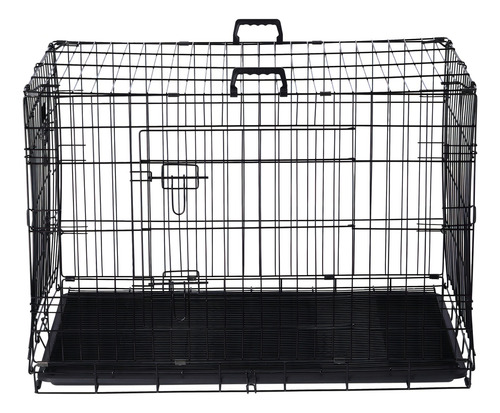 Pet King transportadora metálica plegable jaula perro mediana 77.5x48x55.5cm color Negro