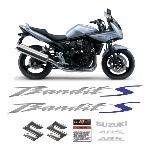 Kit Emblemas Suzuki Bandit 650s 2012 Prata Szb60s1102