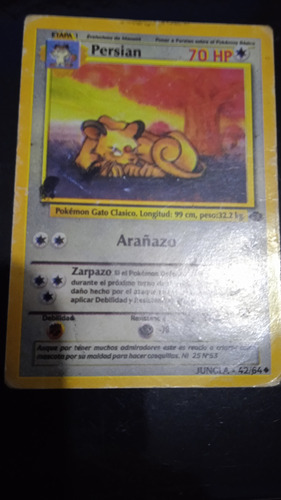 Carta Pokémon Persian Jungla Primera Edición 1998