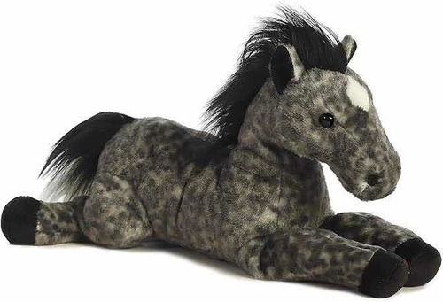 Peluche Aurora - Flopsie - Caballo Pinto Conector 30cm Color Negro con gris