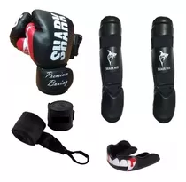 Kit Mma,kick Boxing:venda, Tibial, Short, Guante,5 Productos
