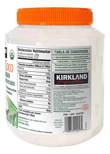 Aceite De Coco Orgánico 2.29 Kg