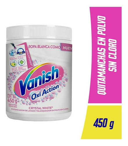 Quitamanchas Vanish Polvo Oxi Action Crystal White 450 G