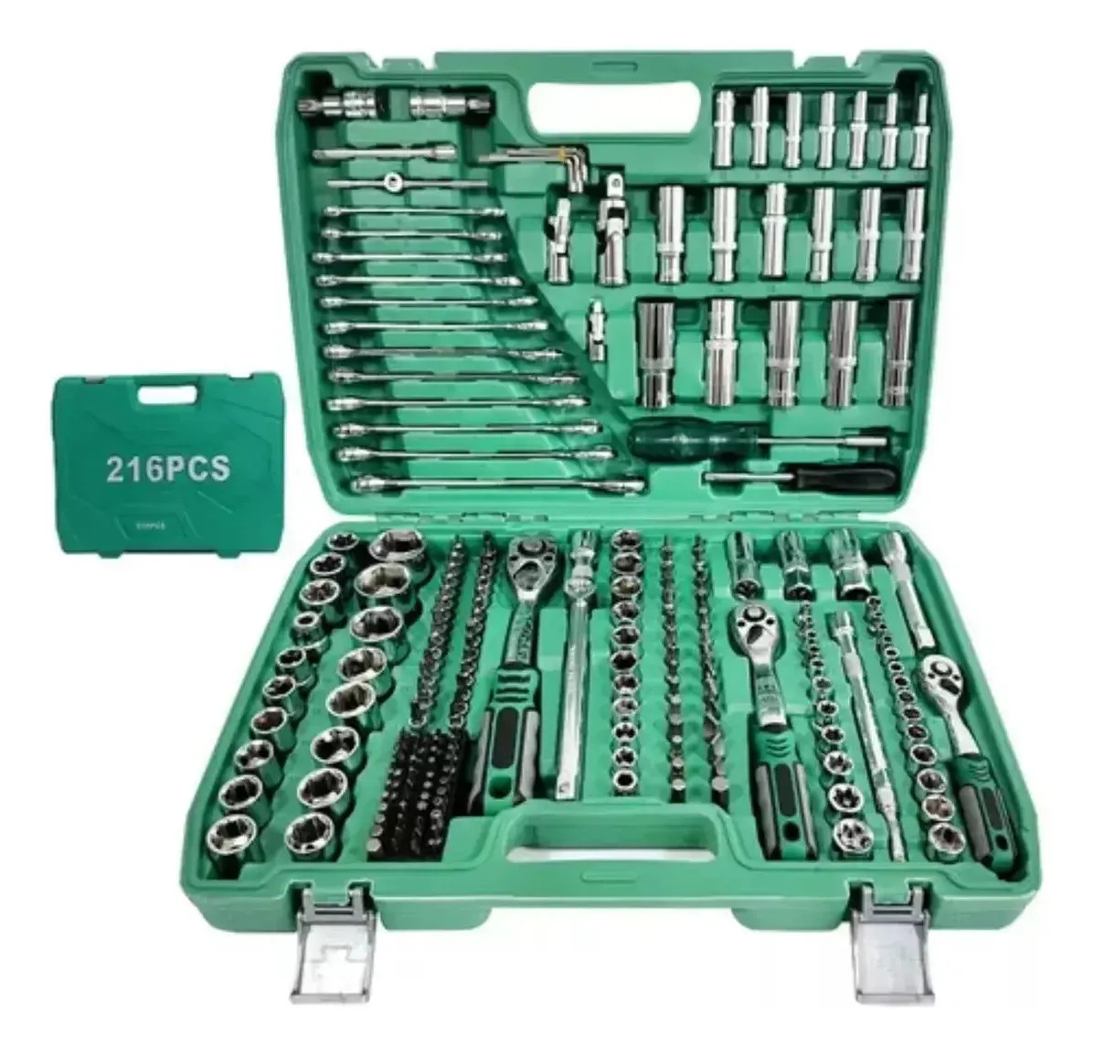 Juego De Herramientas Mecanica Dados 216 Pcs72 Dientes Verde Oscuro