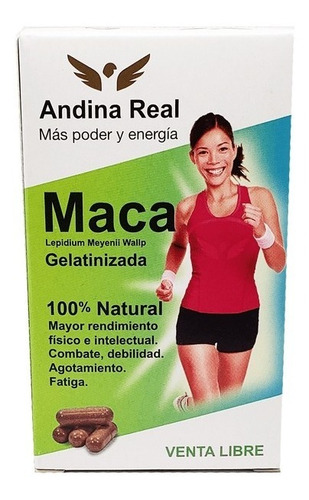 Maca Andina Real 60 Capsulas + Poder Y Energía A/ Celiaco Dw