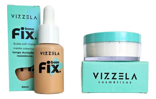 Base de maquiagem Vizzela Pó Solto Kit vizzela pó solto facial fix powder + base líquida fix 03