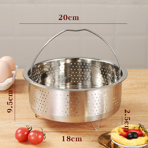 Cesta De Vapor De Aço Inoxidável Panela De Arroz 20x9,5cm