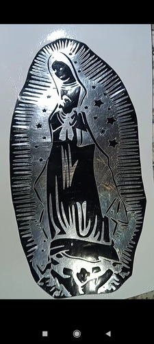 Virgen De Guadalupe Stickers Vinil Cromado Fondo Negro