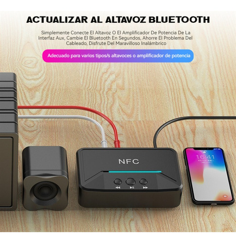 Nfc Bluetooth5.0 Transmisor Receptor Audio Estéreo Adaptador
