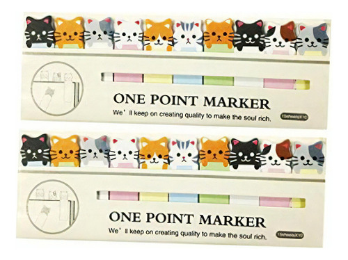 Wrapables Bookmark Flag Tab Sticky Notes, Kitties, Set Of 2