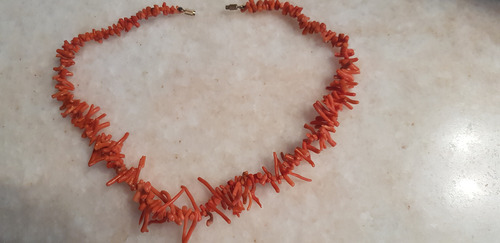 Collar De Coral Natural En Rama Cálido Anaranjado (Usado)