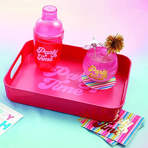 Bandeja De Bar Retro De Acrlico Rosa Y Rojo, 14 X 10 Pulgada