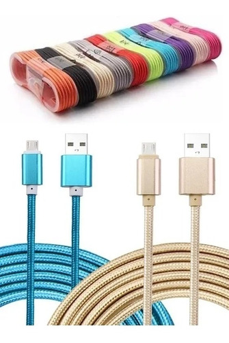 Cable Cargador Micro Usb Nylon 1.5mt Samsung Pack 2 Piezas