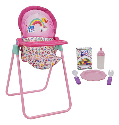 Baby Alive 509 Crew Doll High Chair Set - Pink & Rainbow - 6