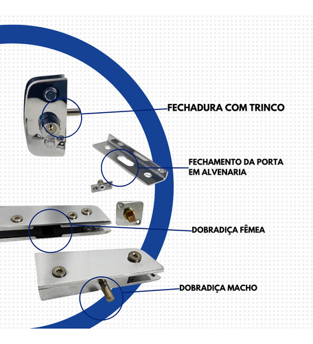 Kit Instalação Porta Pivotante Com Eixo Para Mola Hidráulica