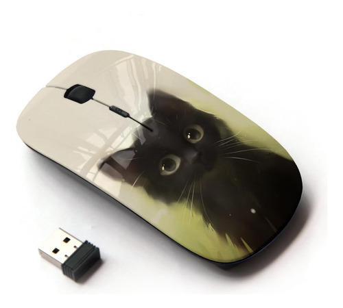 Kawaiimouse [mouse Óptico Inalámbrico De 2,4 G] Pintura Gato