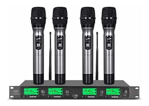 Audio Uhf Inalambrico 4 Canal Karaoke Dj Mic Metal Todo