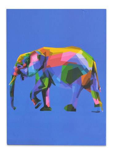 Quadro Decorativo Animais Coloridos 40x30 Low Poly Em Mdf