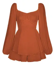 Comprar Vestido De Punto De Cuello Redondo De Color Liso Manga Linte