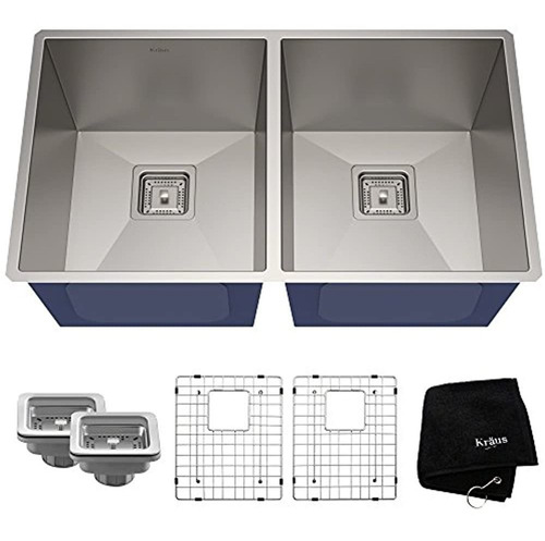 Kraus Pax 31 12inch 16 Gauge Undermount 5050 Double Bowl Fre