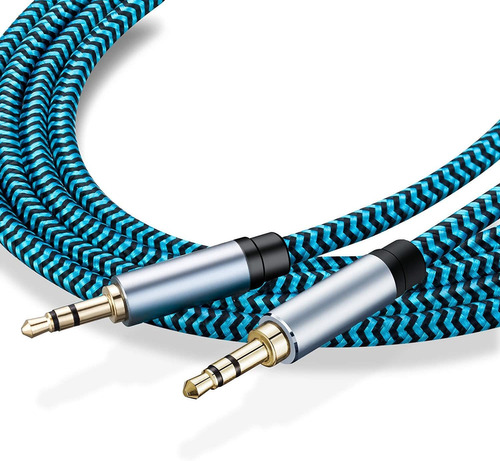 Cable Aux De Audio Estereo 3,5 Mm M/m | Azul Trenzado, 0....