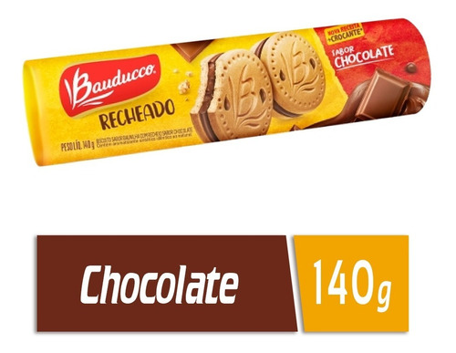 Biscoito Baunilha Recheio Chocolate Bauducco Pacote 140g