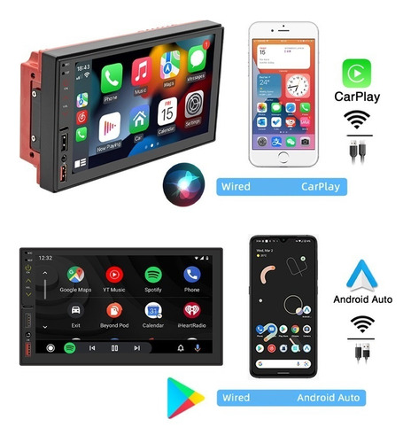 Jugador Mp5 Carplay Con Android Usb Dirección Auto Fm/am