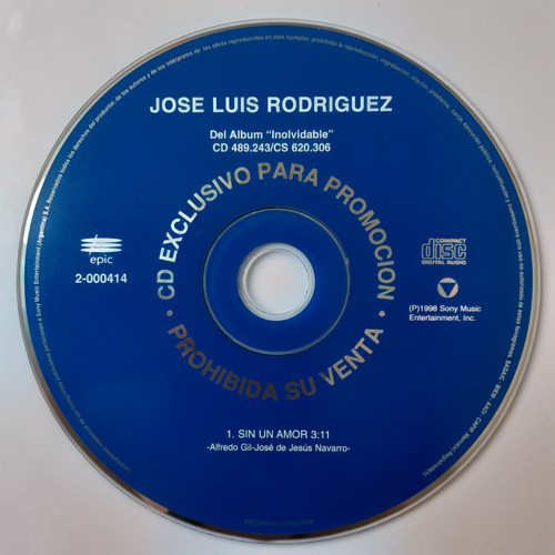 Cd Original Promo - Jose Luis Rodriguez (sin Un Amor)