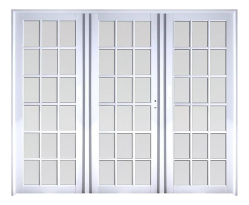 Porton Aluminio Blanco Todo Vidrio Repartido 3 Hojas 240x200