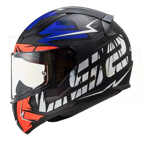 Casco Para Moto Cromo Azul Naranja