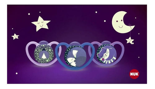 Set De 2 Chupetes Space Night Nuk 6-18 Nene Noche-luminoso